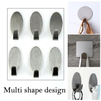6PCS SS HOOK Heavy Duty Self Adhesive Hook Sticky (Pack of 6) (1848)