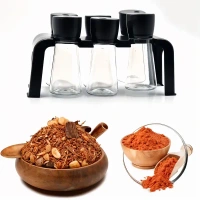 6PCS JAR SET WITH STAND, 6-Piece Plastic Spice Jar Set with Stand   (2044A)     