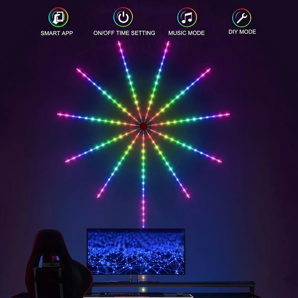 FIREWORK STRIP Smart Firework LED Light for Bedroom Decoration,LED Strip Lights with Remote App Control, Music Sound Sync Light for Home Room Wall Decor, Christmas, Party(Firework Strip)