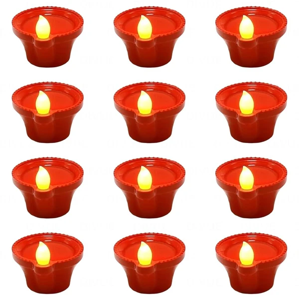 12PCS JYOT WATER SENSOR DIYA Perpetual Water Sensor Diya for Home Decoration - 6 Pcs Electric Flameless & Smokeless LED Diya Lights, Candle for Home Decor, Diwali Festivals Decoration,Christmas,New Year, Festive(A)