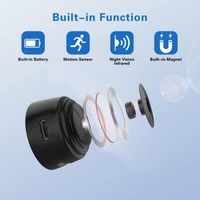 MINI WIFI CAMERA - Hidden Detector - "HD 1080P Portable Home Security with Night Vision and Motion Activation Function" (1739) - Black