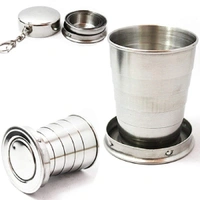STEEL POCKET CUP Portable Folding Stainless Steel Travel Camping Water Mug Cup Glass / / Collapsible Shot Glass / / Expandable Shot Glass (1804)