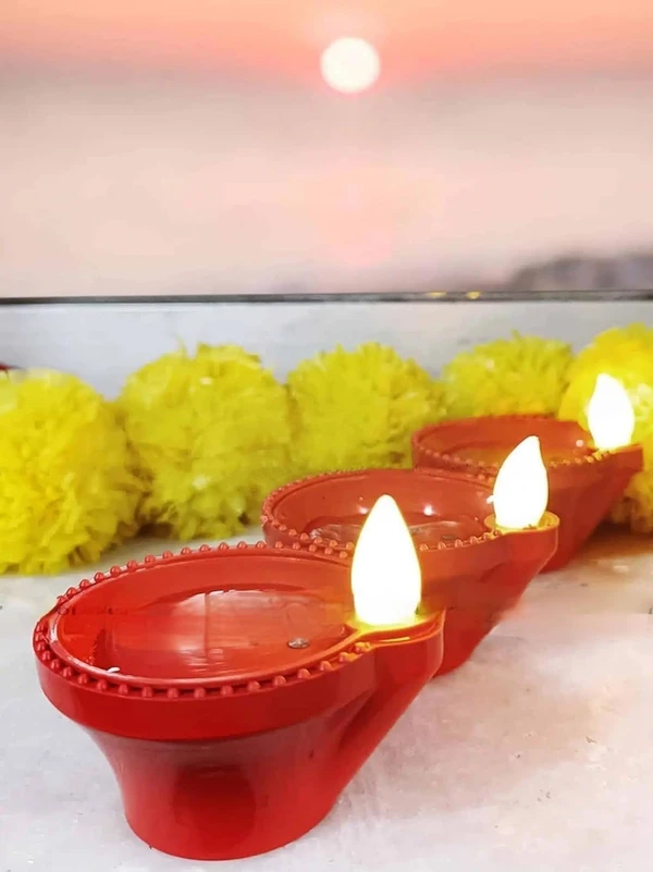 12PCS JYOT WATER SENSOR DIYA Perpetual Water Sensor Diya for Home Decoration - 6 Pcs Electric Flameless & Smokeless LED Diya Lights, Candle for Home Decor, Diwali Festivals Decoration,Christmas,New Year, Festive(A)