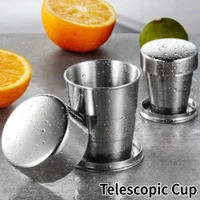 STEEL POCKET CUP Portable Folding Stainless Steel Travel Camping Water Mug Cup Glass / / Collapsible Shot Glass / / Expandable Shot Glass (1804)