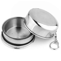 STEEL POCKET CUP Portable Folding Stainless Steel Travel Camping Water Mug Cup Glass / / Collapsible Shot Glass / / Expandable Shot Glass (1804)