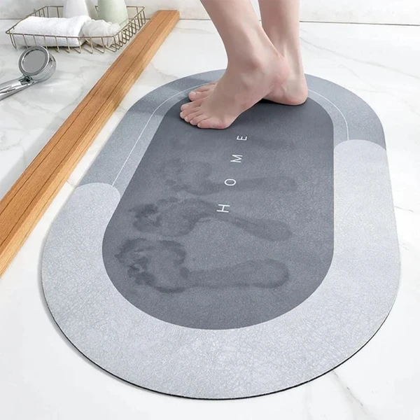 WATER ABSORB MAT OVAL Water Absorbing Mat For Bathroom Quick Dry Rubber Backed Anti-Slip/Non Slip Rectangular Shape Floor Mat For Home, Kitchen (40 X 60 Cm)