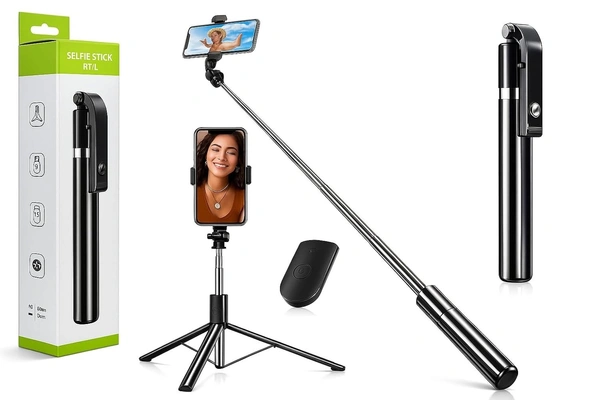 SELFIE STICK R1-L, 6FT Selfie Stick Tripod | 3-in-1 Phone Stand, Bluetooth Remote & for Photos, Makeup, Vlogging & Video Calls(2728)