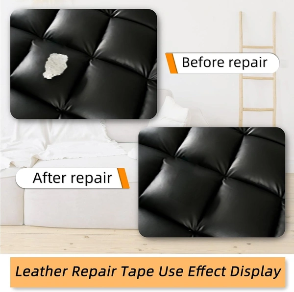 LEATHER REPAIR PATCH Leather Repair Patch  Self-Adhesive Leather & Vinyl Patch for Sofa, Car Seats, Shoes, and Bags (Easy to Use, Durable and Flexible) (1861) - Black