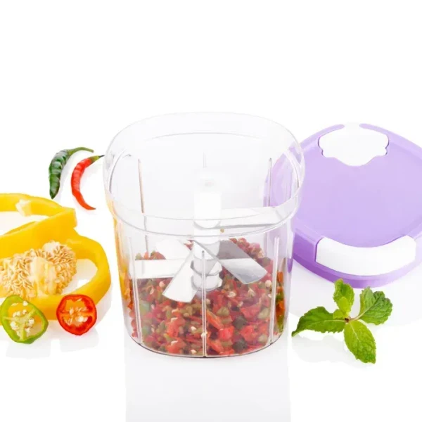 2IN1 HANDY CHOPPER 1L 2 in 1 Handy Chopper and Slicer Used Widely for chopping and Slicing of Fruits, Vegetables, Cheese Etc. Including All Kitchen Purposes