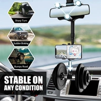 CAR 360 MIRROR PHONE HOLDER 100% Orginal Fit Universal Car Rear View Phone Holder Mount, 360Rotatable Retractable & Height Adjustable Rearview Mirror and GPS Phone Holder for Car, Compatible with All Mobile Phones (1744)
