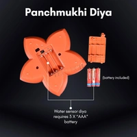 PANCHMUKHI WATER DIYA,Panchmukhi Water Sensor Diya – 5-in-1 LED Diya for Diwali Decoration, Original Water-Activated Diya(76)