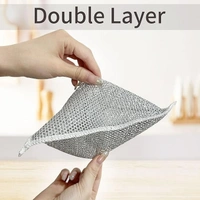 5PCS DISHWASH TOWEL Non Scratch Dish Wash Cloth Two Layer Mesh Wire Cloth for Kitchen Reusable Non Scratch Wire Dish Cloth Multipurpose Wire Dishwashing Rags for Wet and Dry Cleaning Scrubber Dish Cloth (3) (1774)