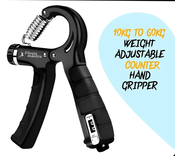 HAND GRIP WITH COUNTER Counter 10KG To 60KG Weight Adjustable Professional Counter Hand Gripper for Men & Women | Counter Hand Grip|Finger Exerciser|Power... (1893)