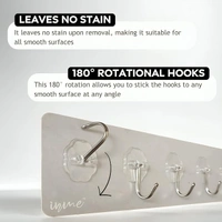 6IN1 MAGIC HOOK STICKER HEAVY QUALITY Self Adhesive Wall Hook/Hanger 6 Steel Hooks with PVC Strip (Clear) for Home, Kitchen, Bedroom, Bathroom, Keys Holder, Towel, Bag - No Drilling Required (Pack of 1) (1008)