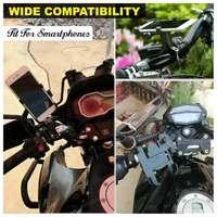 METAL BYKE HOLDER Metal Bike Handle Mount Holder | Mobile Phone Holder Navigation 360 Degree Rotation Handlebar Cradle for All Smartphones Bicycle, Motorcycle, Scooty (Black) (1065) - Black