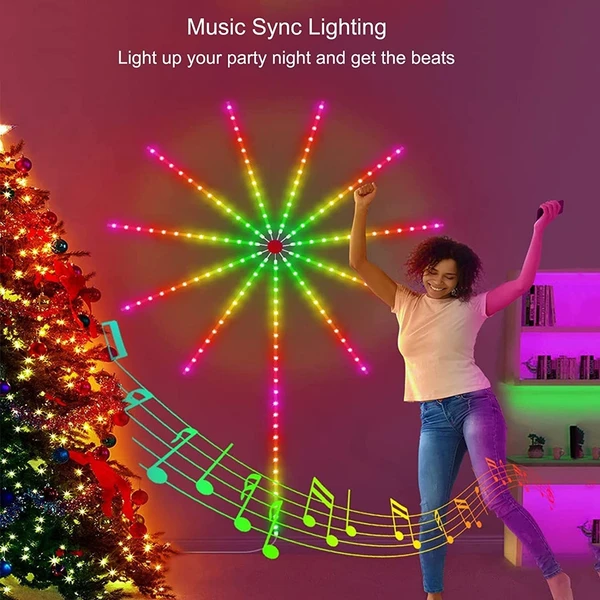 FIREWORK STRIP Smart Firework LED Light for Bedroom Decoration,LED Strip Lights with Remote App Control, Music Sound Sync Light for Home Room Wall Decor, Christmas, Party(Firework Strip)