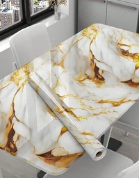 WALL PAPER STICKER 60CM X 2M Marble Wallpaper Peel and Stick Waterproof Kitchen Countertop Wallpaper for Cabinets, Bathroom Self Adhesive Marble Wallpaper Removable and Decorative (White Gold 60X200 CM) (Pack of 1) (2017) - 2m*60cm