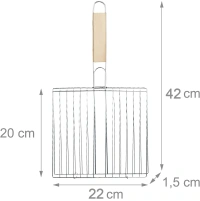 NICE BBQ JALI Kitchen Square Roaster Papad Grill Barbecue Grill with Wooden Handle (1764)