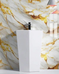 WALL PAPER STICKER 60CM X 2M Marble Wallpaper Peel and Stick Waterproof Kitchen Countertop Wallpaper for Cabinets, Bathroom Self Adhesive Marble Wallpaper Removable and Decorative (White Gold 60X200 CM) (Pack of 1) (2017) - 2m*60cm