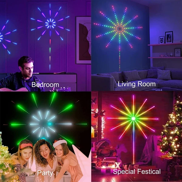 FIREWORK STRIP Smart Firework LED Light for Bedroom Decoration,LED Strip Lights with Remote App Control, Music Sound Sync Light for Home Room Wall Decor, Christmas, Party(Firework Strip)