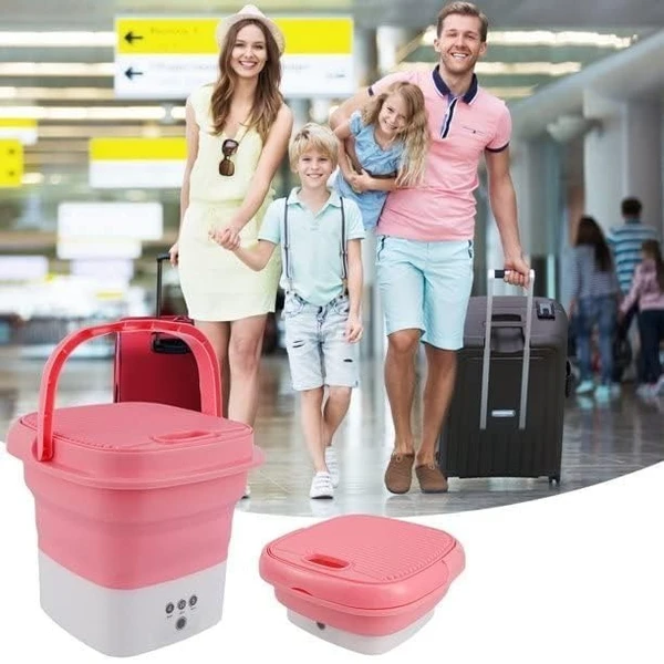 FOLDABLE WASHING MACHINE Mini-Washing-Machine-Lightweight-travel-Small-Clothes-washer-for-apartments-Foldable-washing-machine-Perfect-for-Camping - Pink