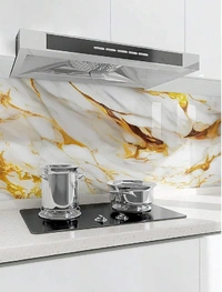 WALL PAPER STICKER 60CM X 2M Marble Wallpaper Peel and Stick Waterproof Kitchen Countertop Wallpaper for Cabinets, Bathroom Self Adhesive Marble Wallpaper Removable and Decorative (White Gold 60X200 CM) (Pack of 1) (2017) - 2m*60cm