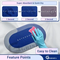 WATER ABSORB MAT OVAL Water Absorbing Mat For Bathroom Quick Dry Rubber Backed Anti-Slip/Non Slip Rectangular Shape Floor Mat For Home, Kitchen (40 X 60 Cm) (1384)