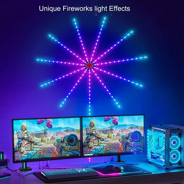 FIREWORK STRIP Smart Firework LED Light for Bedroom Decoration,LED Strip Lights with Remote App Control, Music Sound Sync Light for Home Room Wall Decor, Christmas, Party(Firework Strip)