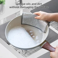 5PCS DISHWASH TOWEL Non Scratch Dish Wash Cloth Two Layer Mesh Wire Cloth for Kitchen Reusable Non Scratch Wire Dish Cloth Multipurpose Wire Dishwashing Rags for Wet and Dry Cleaning Scrubber Dish Cloth (3) (1774)