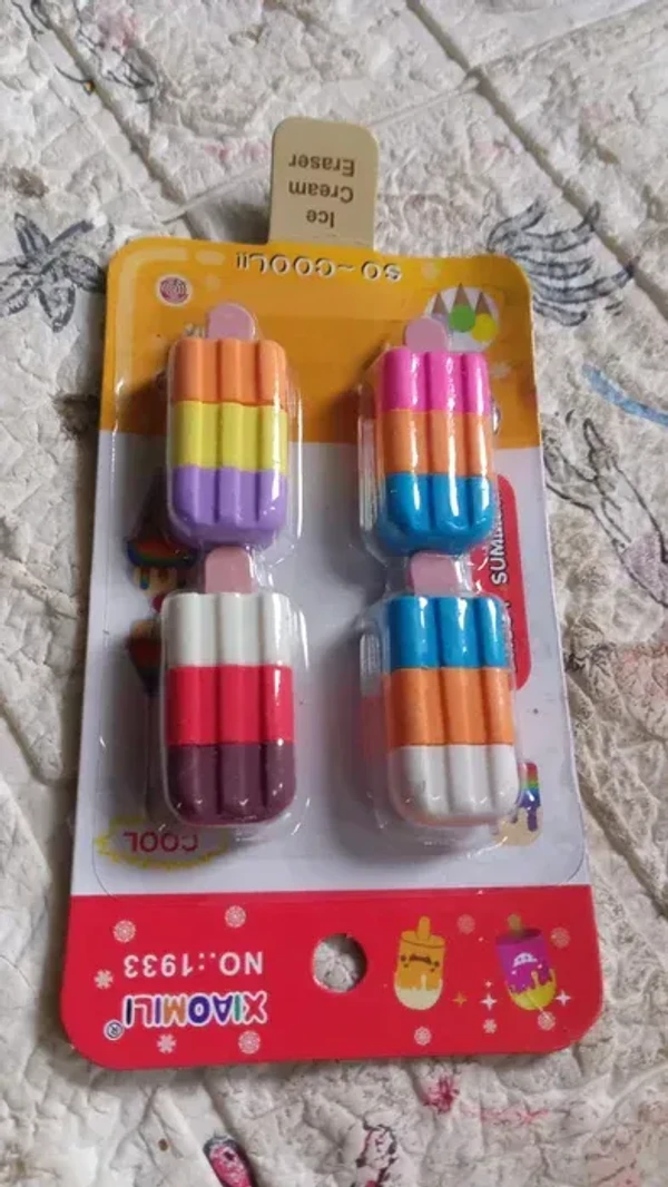 ICECREAM SHAPE ERASER 4PCS