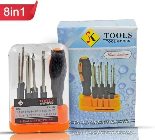 SCREW DRIVER SET, 8-in-1 Screwdriver Set – Multipurpose Compact Tool Kit with Interchangeable Bits(1602)