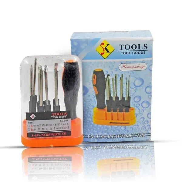 SCREW DRIVER SET, 8-in-1 Screwdriver Set – Multipurpose Compact Tool Kit with Interchangeable Bits(1602)