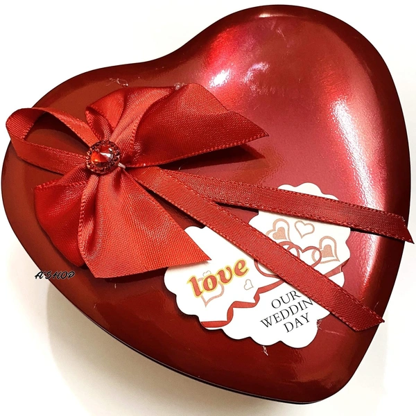 HEART SHAPE TEDDY SET Valentine's Special Cute Big Heart Shaped RED Tin Utility Box for gifting purpose (1923)