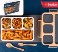 4COM PLASTIC LUNCH BOX Lunch Box 4 Compartment With Leak Proof Lunch Box For School & Office Use (1118)