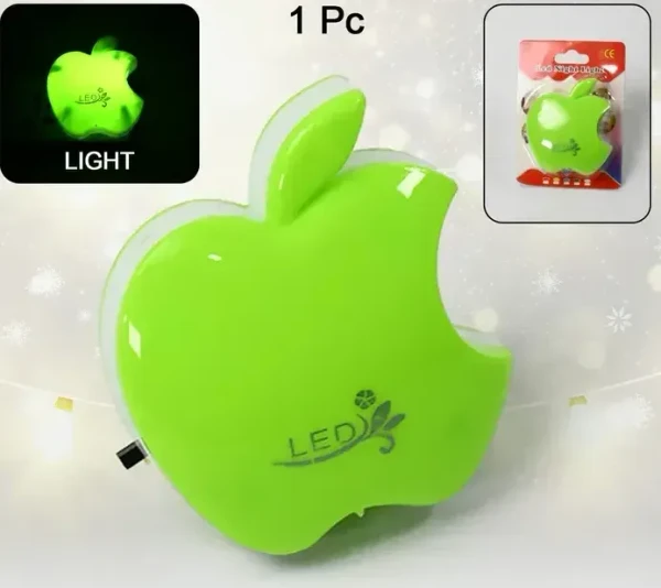 APPLE NIGHT LIGHT Night Light Comes With 3D Illusion Design Suitable For Drawing Room, Lobby, Energy-Saving, Light LED Decorative Night Light (1 Pc) - Bright Green