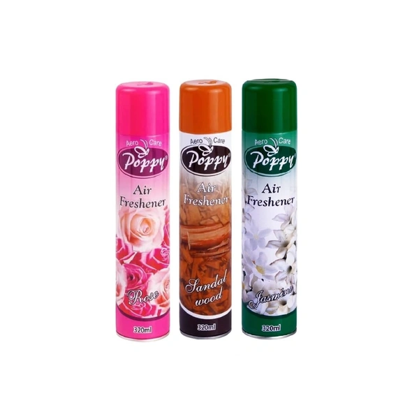 AIR FRESHENER POPPY 320ML, Aero care Poppy Mix Flavor Freshener - 320ml | Room Fragrant Spray | A Wave of Freshnes     (587)     - Pack of 1, Mix Fragrant