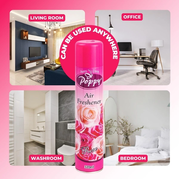 AIR FRESHENER POPPY 320ML, Aero care Poppy Mix Flavor Freshener - 320ml | Room Fragrant Spray | A Wave of Freshnes     (587)     - Pack of 1, Mix Fragrant