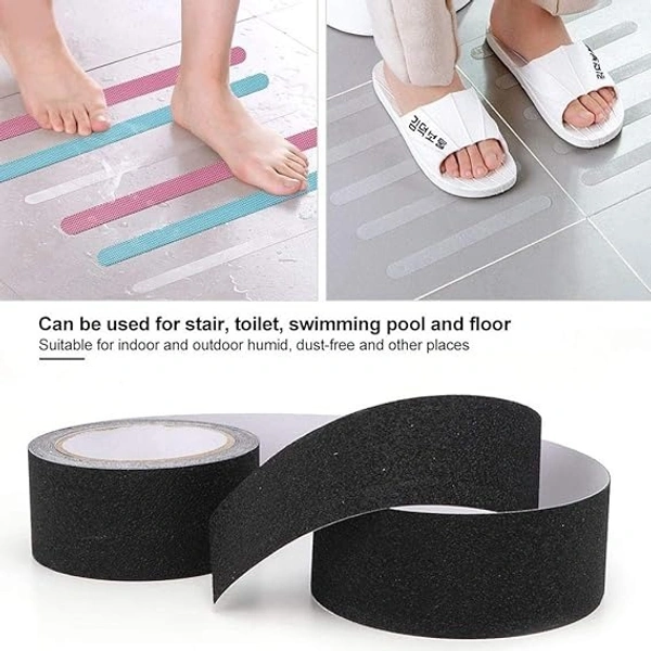 ANTI SLIP TAP 5CM X 5M, Anti Slip Tapes High Traction Grips Adhesive Sticky Backed Non Slip Safety Floor Black Color(1737b)