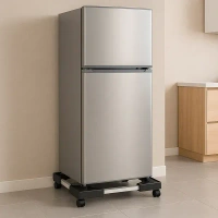 ADJ. WASHING & FRIDGE STAND, Adjustable Heavy-Duty Fridge & Washing Machine Stand Trolley Base 50x50 cm – Anti-Vibration, Rust-Proof, Movable(2507)