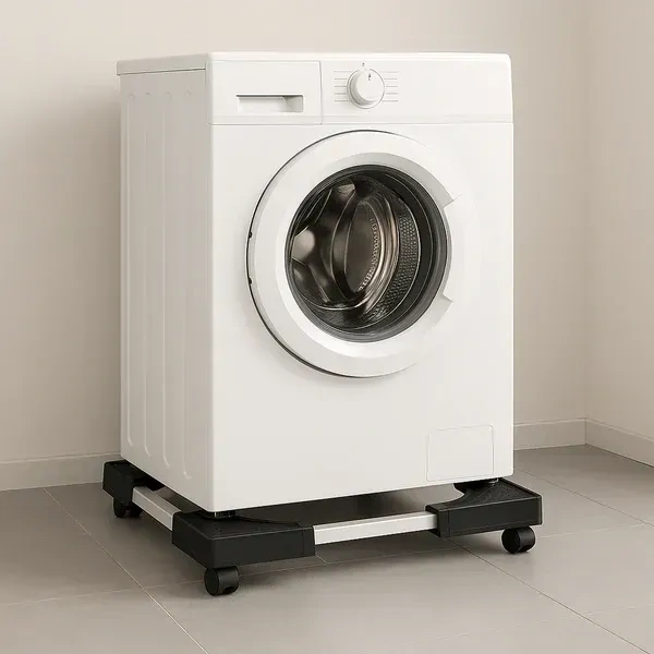 ADJ. WASHING & FRIDGE STAND, Adjustable Heavy-Duty Fridge & Washing Machine Stand Trolley Base 50x50 cm – Anti-Vibration, Rust-Proof, Movable(2507)