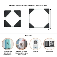 ADJ. WASHING & FRIDGE STAND, Adjustable Heavy-Duty Fridge & Washing Machine Stand Trolley Base 50x50 cm – Anti-Vibration, Rust-Proof, Movable(2507)