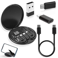 5IN1 DATA CABLE, All in One 60W USB Type C to C Fast Charging Travel Data Cable Set Micro USB and Lightning Port adapter kit with Inbuilt Phone Stand(1359)