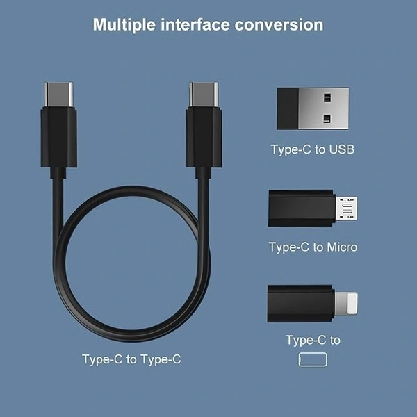 5IN1 DATA CABLE, All in One 60W USB Type C to C Fast Charging Travel Data Cable Set Micro USB and Lightning Port adapter kit with Inbuilt Phone Stand(1359)