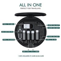 5IN1 DATA CABLE, All in One 60W USB Type C to C Fast Charging Travel Data Cable Set Micro USB and Lightning Port adapter kit with Inbuilt Phone Stand(1359)
