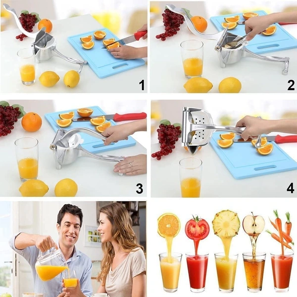 FRUIT PRESS METAL, Aluminium Manual Fruit Juicer – Heavy Duty Hand Press Citrus Squeezer for Oranges, Lemons & Limes – Steel Handle Metal Juice Extractor(1291)