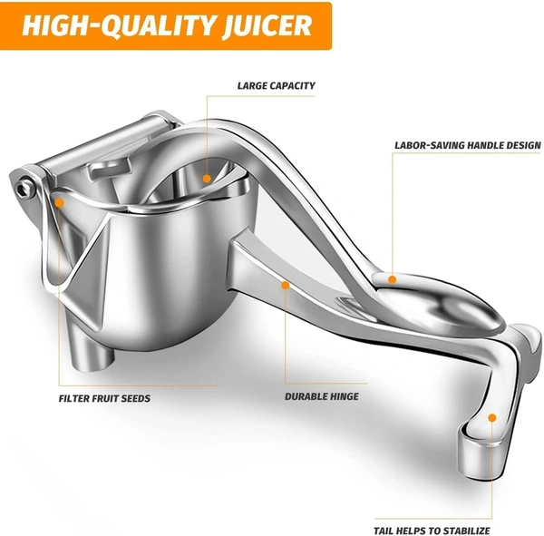 FRUIT PRESS METAL, Aluminium Manual Fruit Juicer – Heavy Duty Hand Press Citrus Squeezer for Oranges, Lemons & Limes – Steel Handle Metal Juice Extractor(1291)