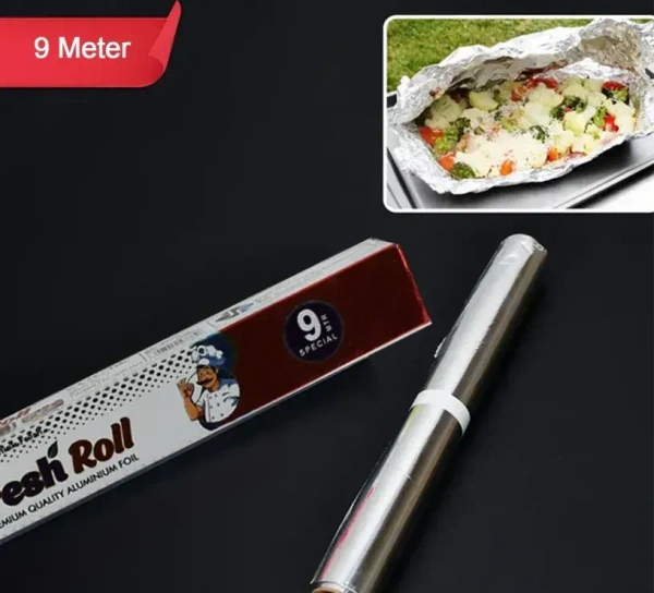 ALUMINIUM FOIL ROLL 9MTR, Heavy Duty Non-Stick Aluminum Foil Roll – 9 Meter Thick Foil Sheet for Baking & Grilling(1260)