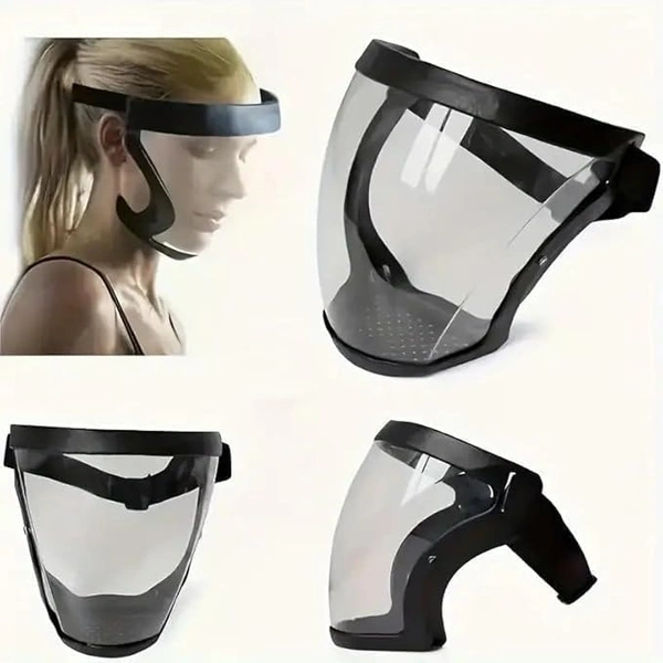 TRANS. FACE SHIELD MASK, Anti-Fog Full Face Shield | Upgraded Transparent Cycling Mask, Impact & Wind Resistant, Adjustable Fit for Outdoor & Kitchen Use(2549)