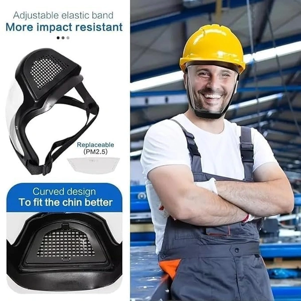 TRANS. FACE SHIELD MASK, Anti-Fog Full Face Shield | Upgraded Transparent Cycling Mask, Impact & Wind Resistant, Adjustable Fit for Outdoor & Kitchen Use(2549)