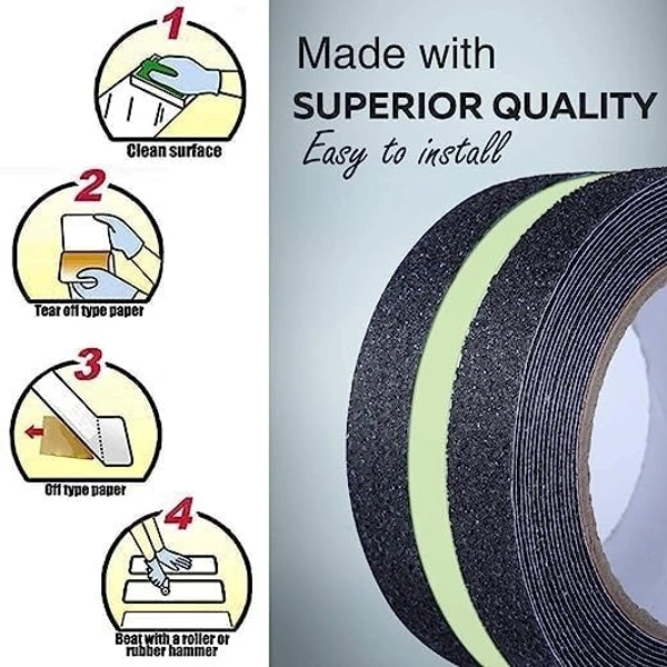 ANTI SLIP GLOW TAP, Anti Slip Glow Tape (5M x 50mm) – Luminous Non-Slip Safety Tape with Radium, Self-Adhesive Grip Strips for Slippery Surfaces(2495)